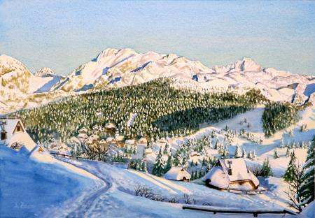 Velika planina (Akvarel - 2021) - Silvo Zdovc